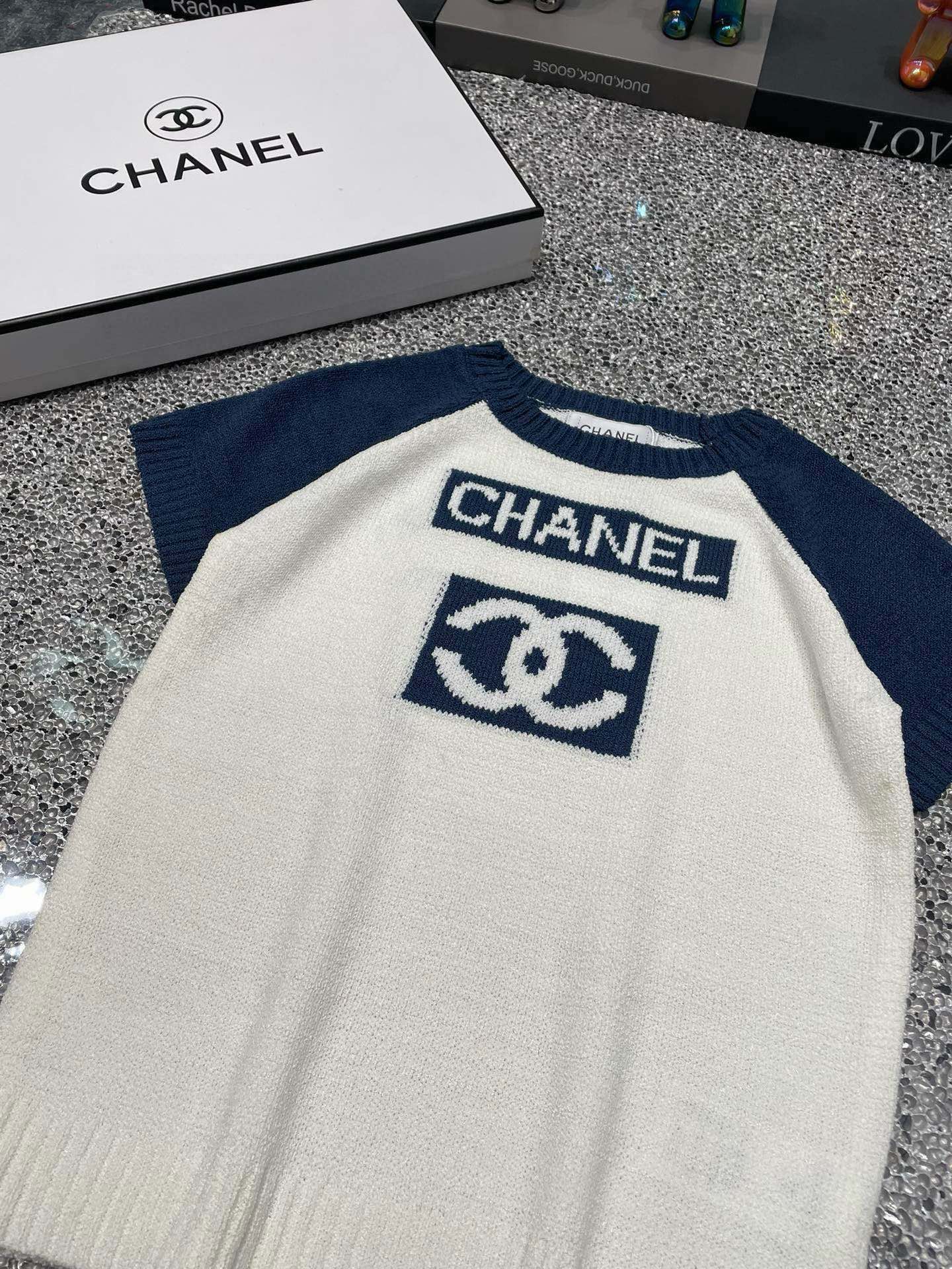 Color block crew neck knitted short sleeves 0724042902