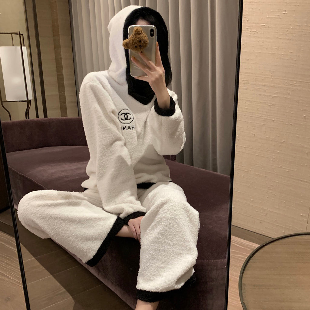 Composite siLer fox veLet pajamas and home wear set XC0723112207