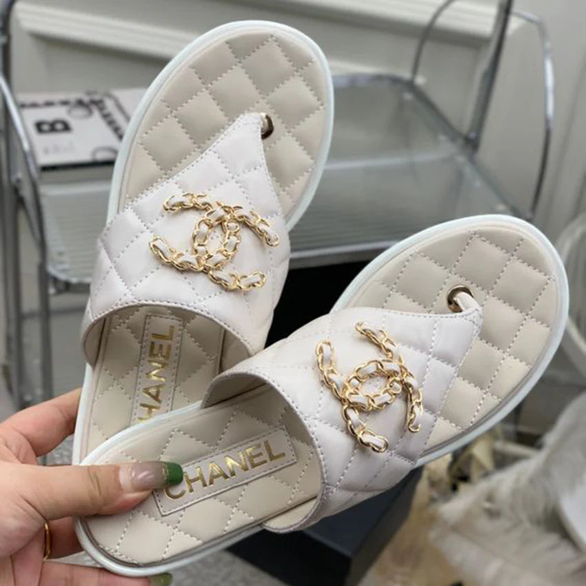 New fashion versatile plaid flip flop sandals 1024062728