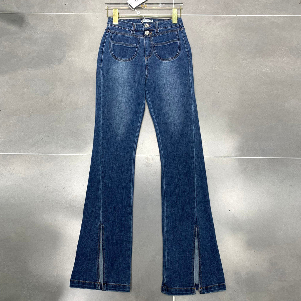 Fashionable high waist slit all-match jeans MM10041338