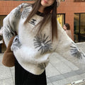 Ripped Gray Sweater Lazy Design Niche Top 0823120403