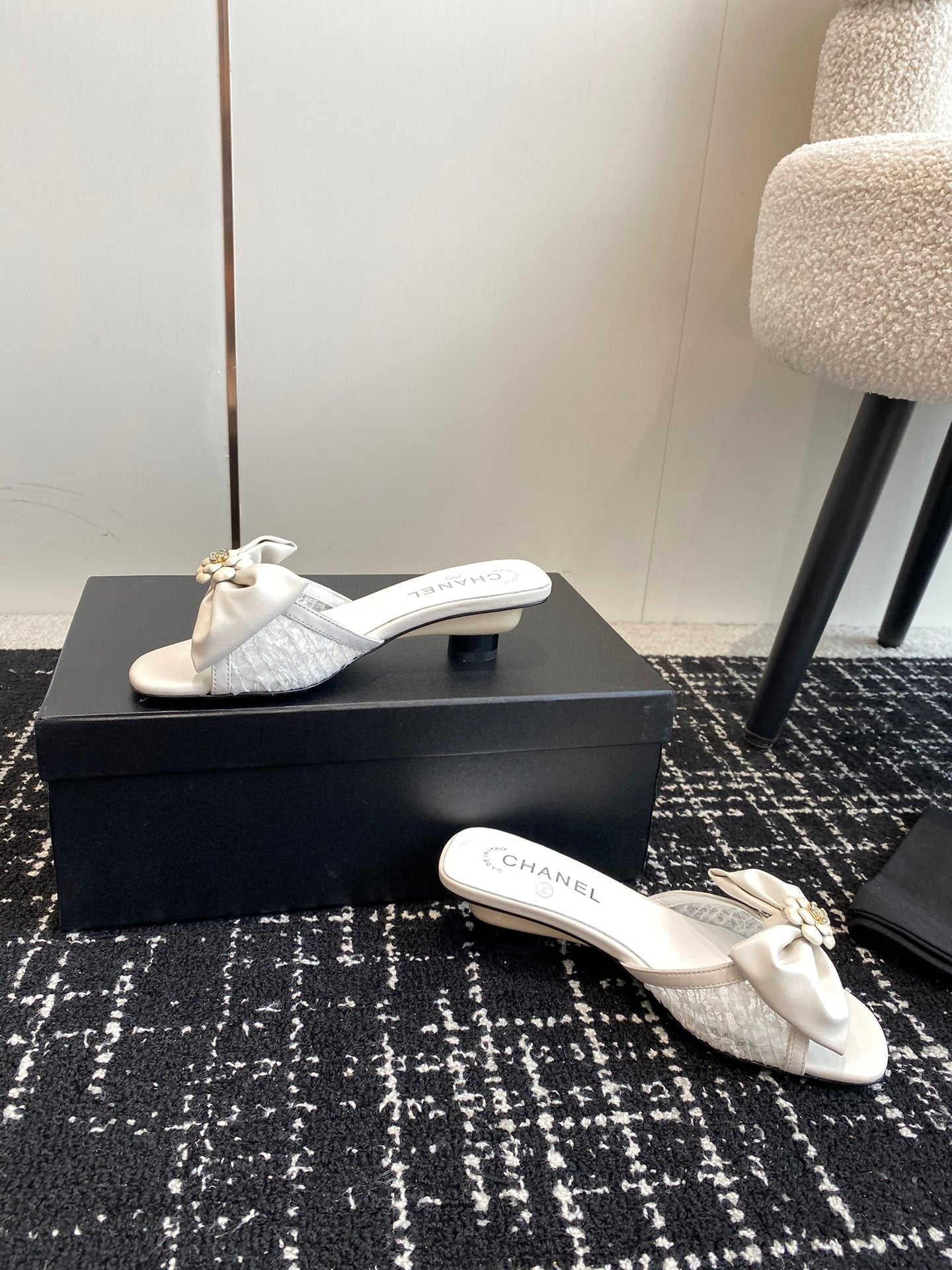 24SS bow low heel slippers 0724042706