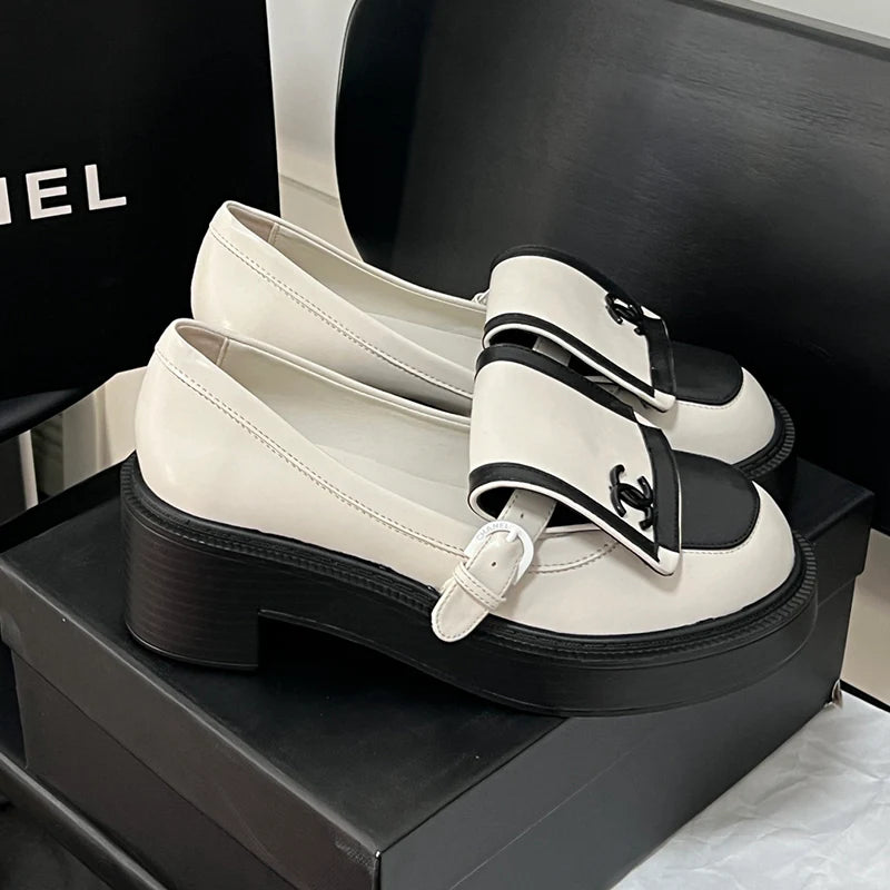 Black and white panda loafers 1024100804