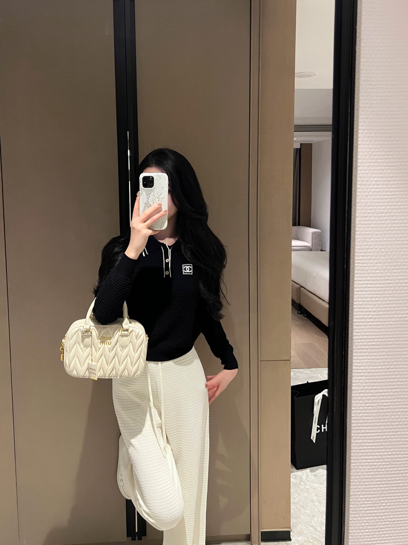 Stand collar knitted long sleeve sweater 0724090303