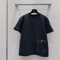 round neck stitching diamond patent leather short sleeves 0724121105