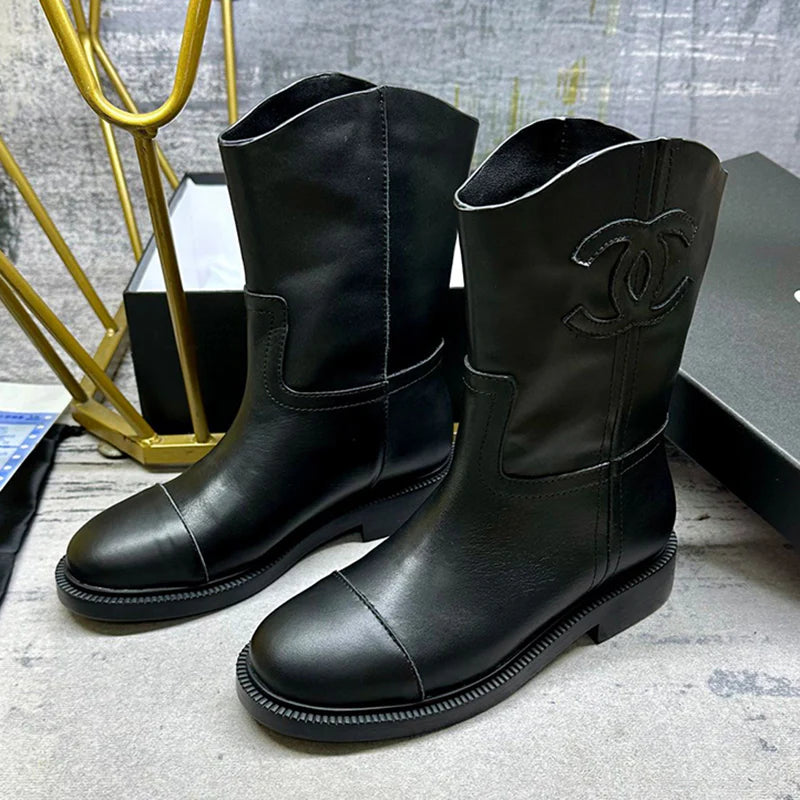 Short sleeved knight leather boots for women 1024093014