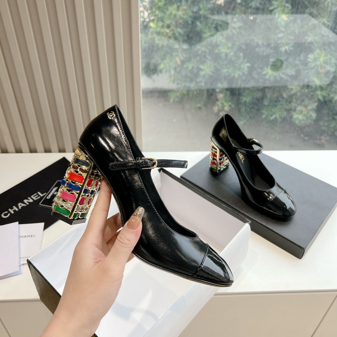 Chane1 top fashion classic color block high heels 0724030825
