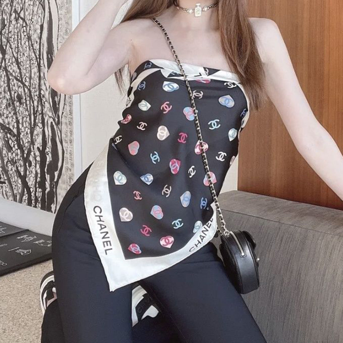 Women's inner tube top silk scarf PD10041307