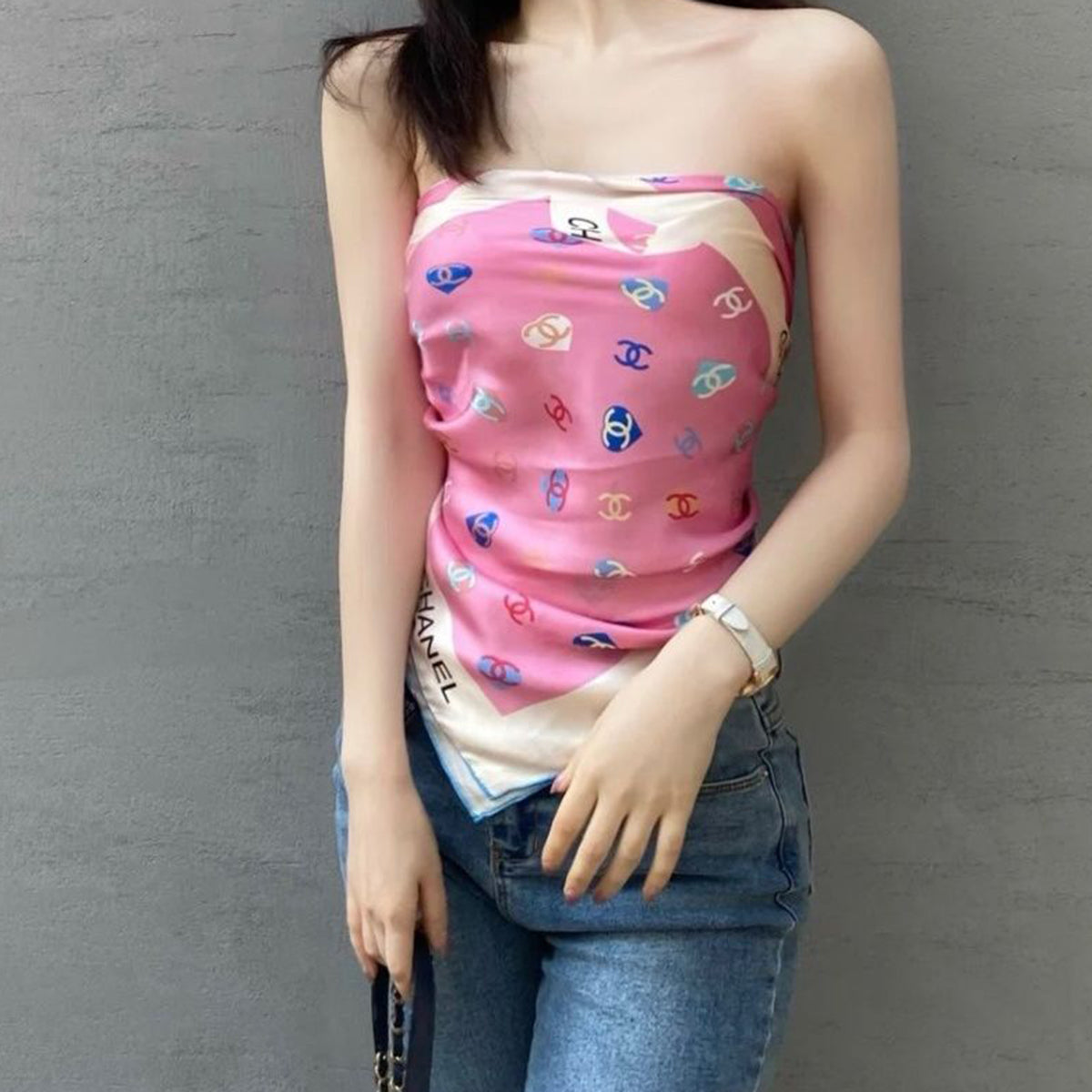 Women's inner tube top silk scarf PD10041307