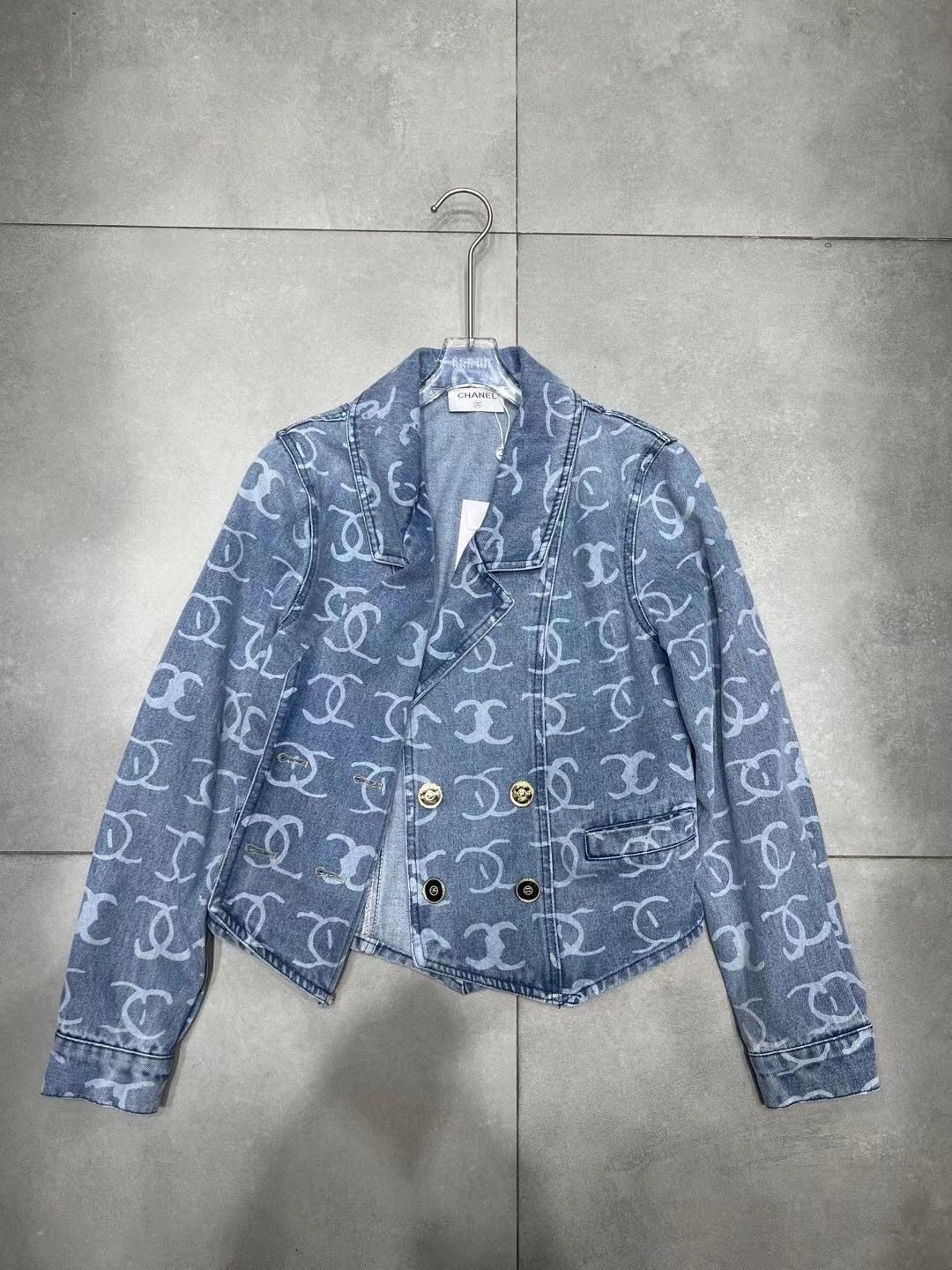 New High Set Denim Jacket Jacquard Denim Jacket 1024031114