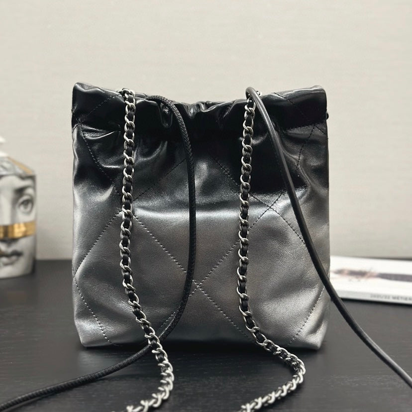 New black and siLer gradient plaid bag 071