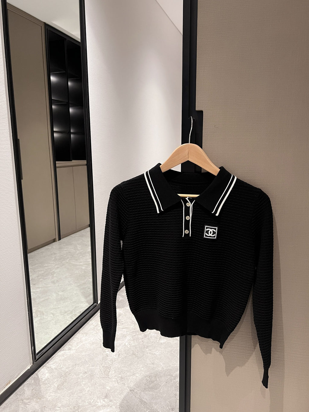 Stand collar knitted long sleeve sweater 0724090303