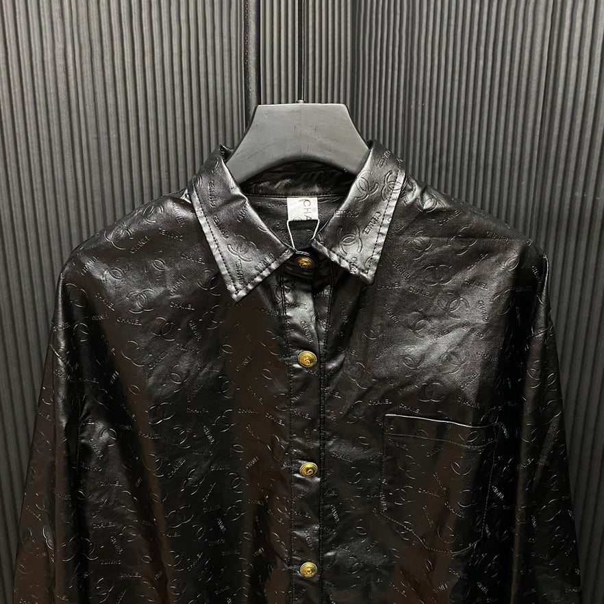 Fashionable and versatile leather jacket with classic letters XC1823091202