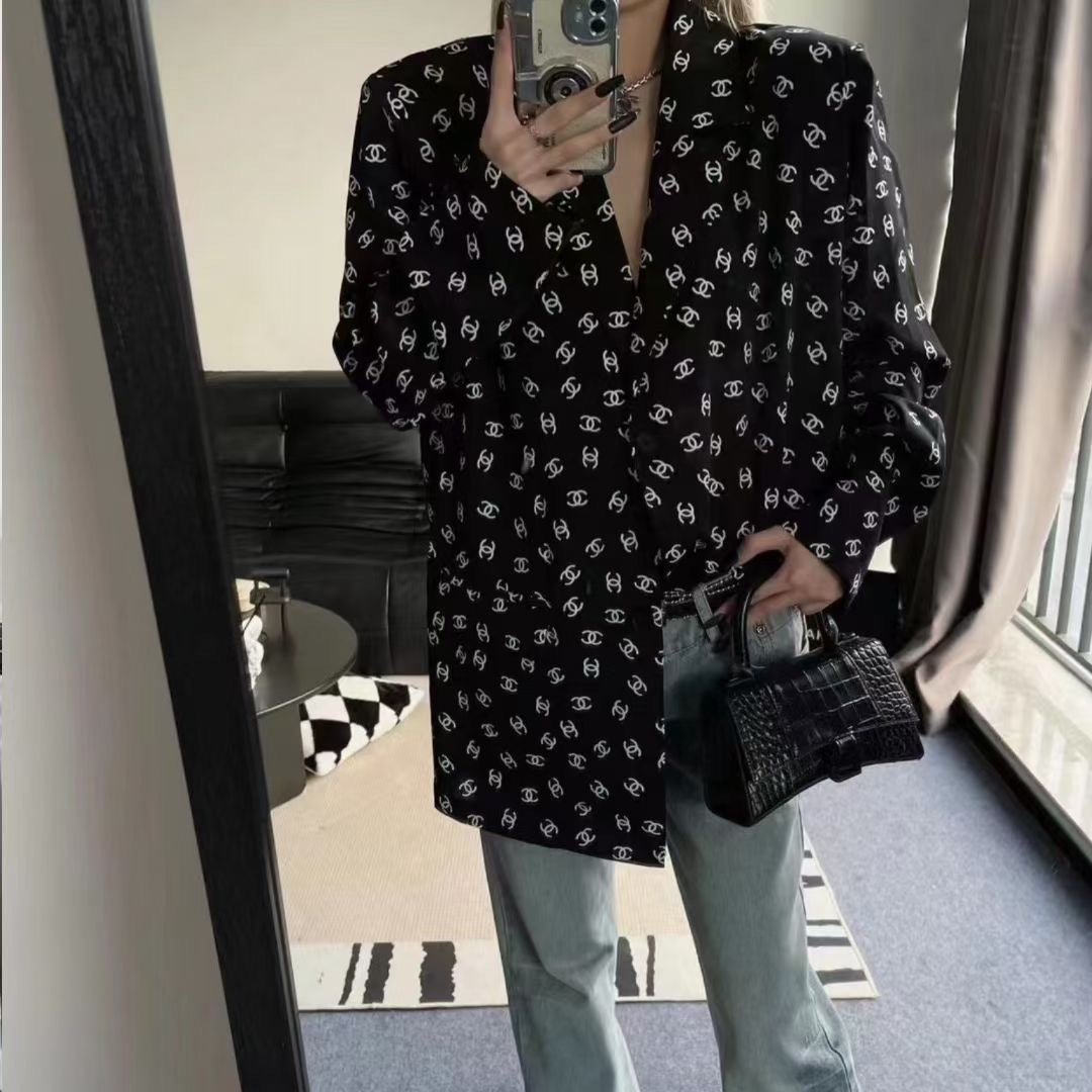 Minimalist printed thin suit collar shirt PD10021202