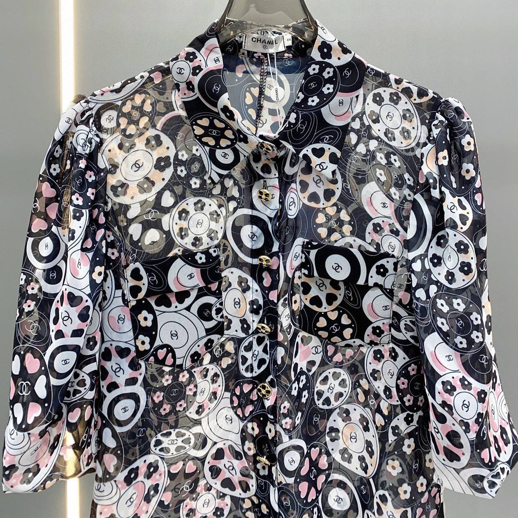 24 Printed shirt suit and skirt 1824042901