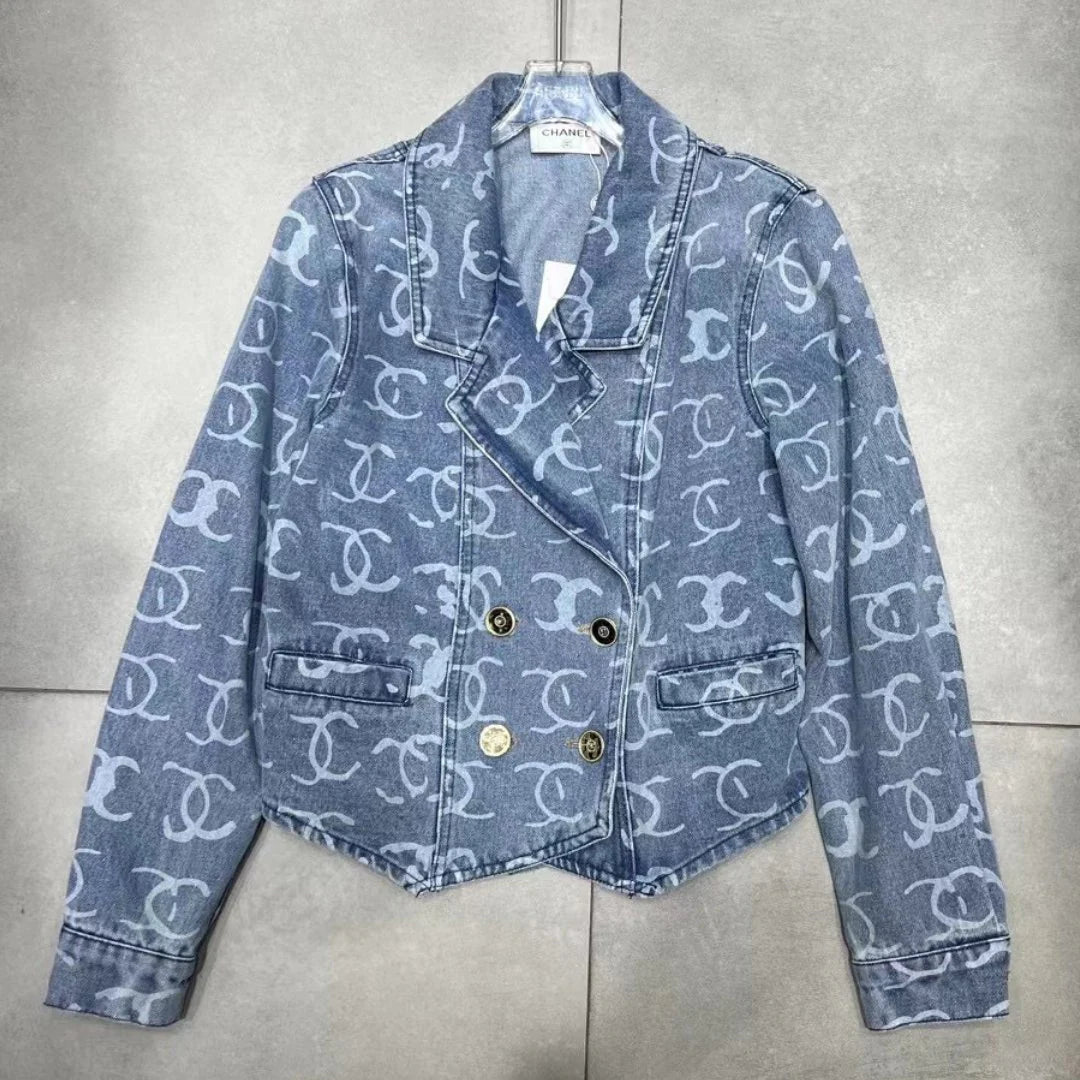 New High Set Denim Jacket Jacquard Denim Jacket 1024031114