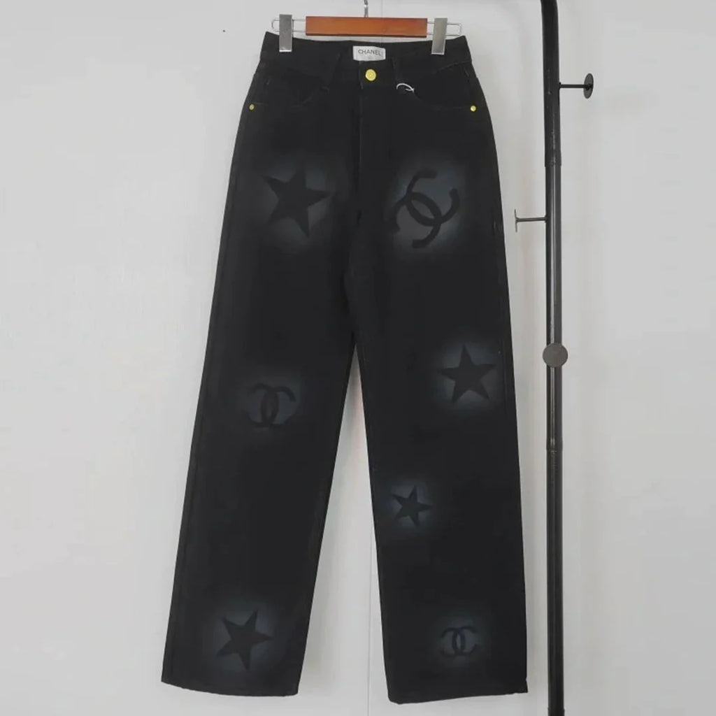 Early spring new gradient printed straight jeans 1024012412