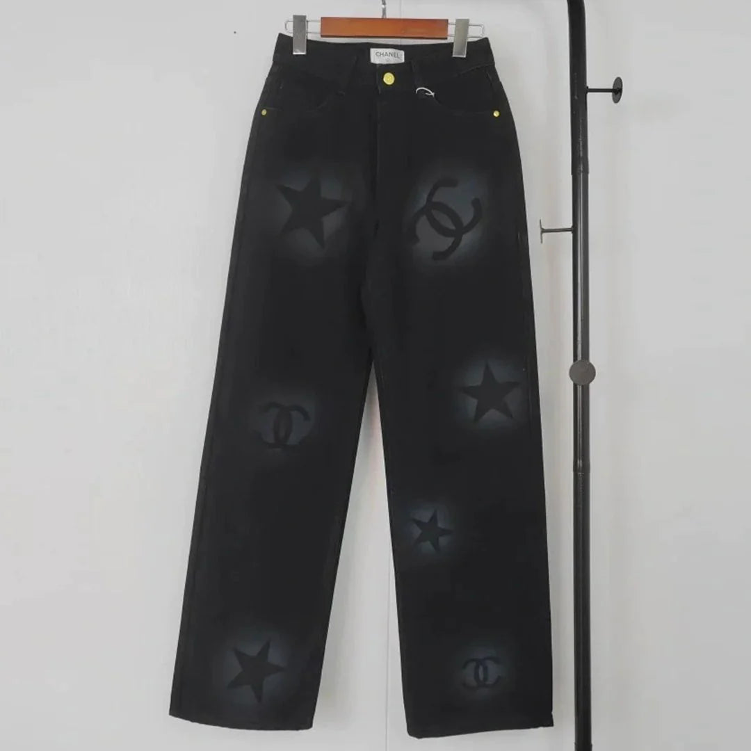 Early spring new gradient printed straight jeans 1024012412