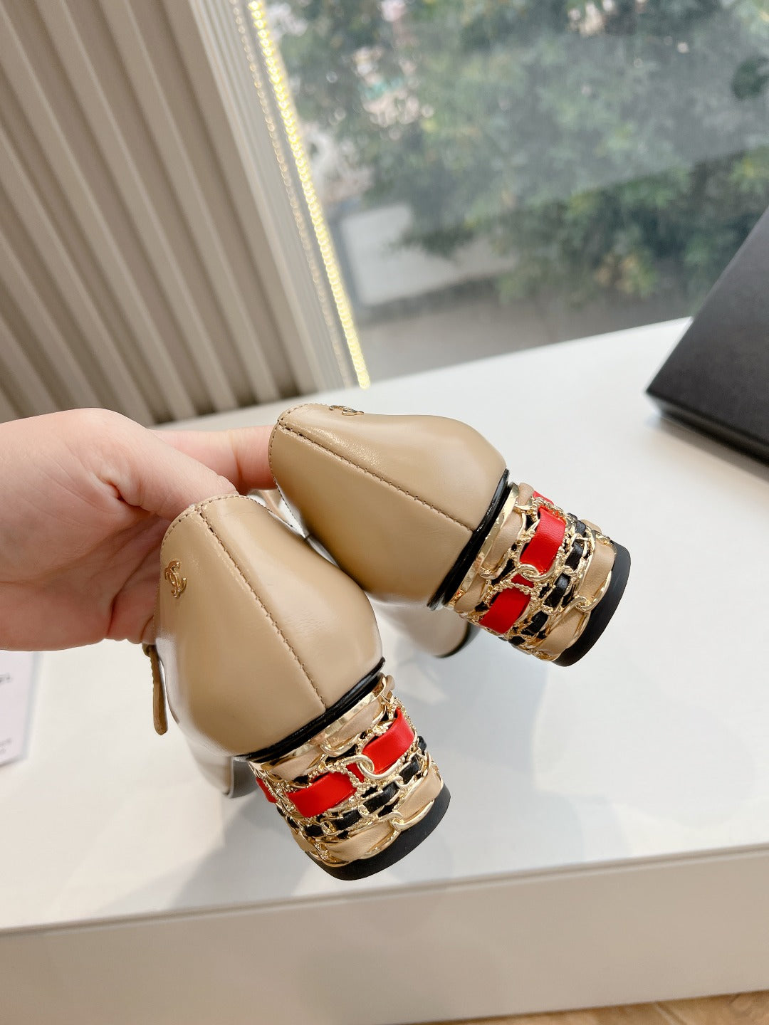 Chane1 top fashion classic color block low heels 0724030826