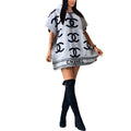 Fashionable printed bat sleeve dress PD10052513