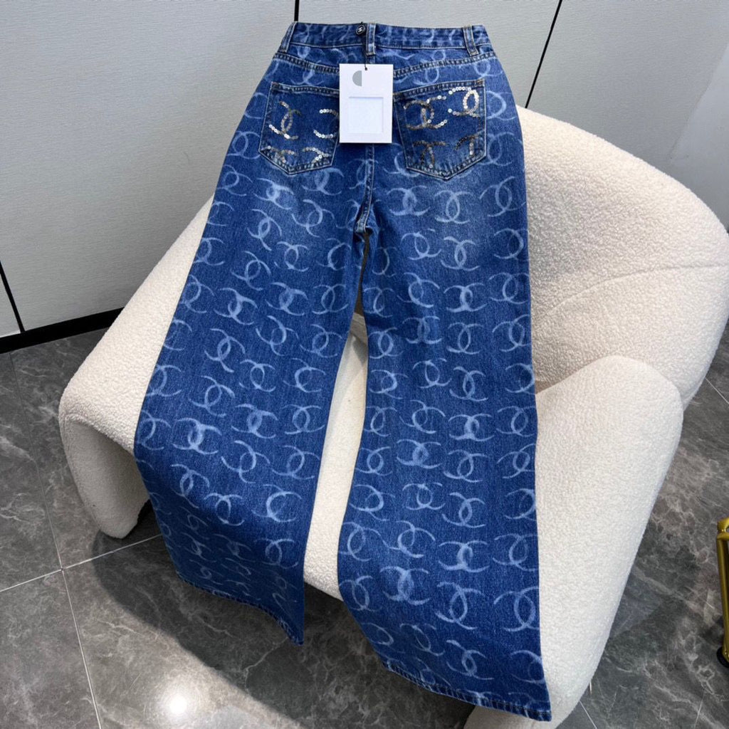 Fashion Straight Leg Printed Jeans PD1023081120