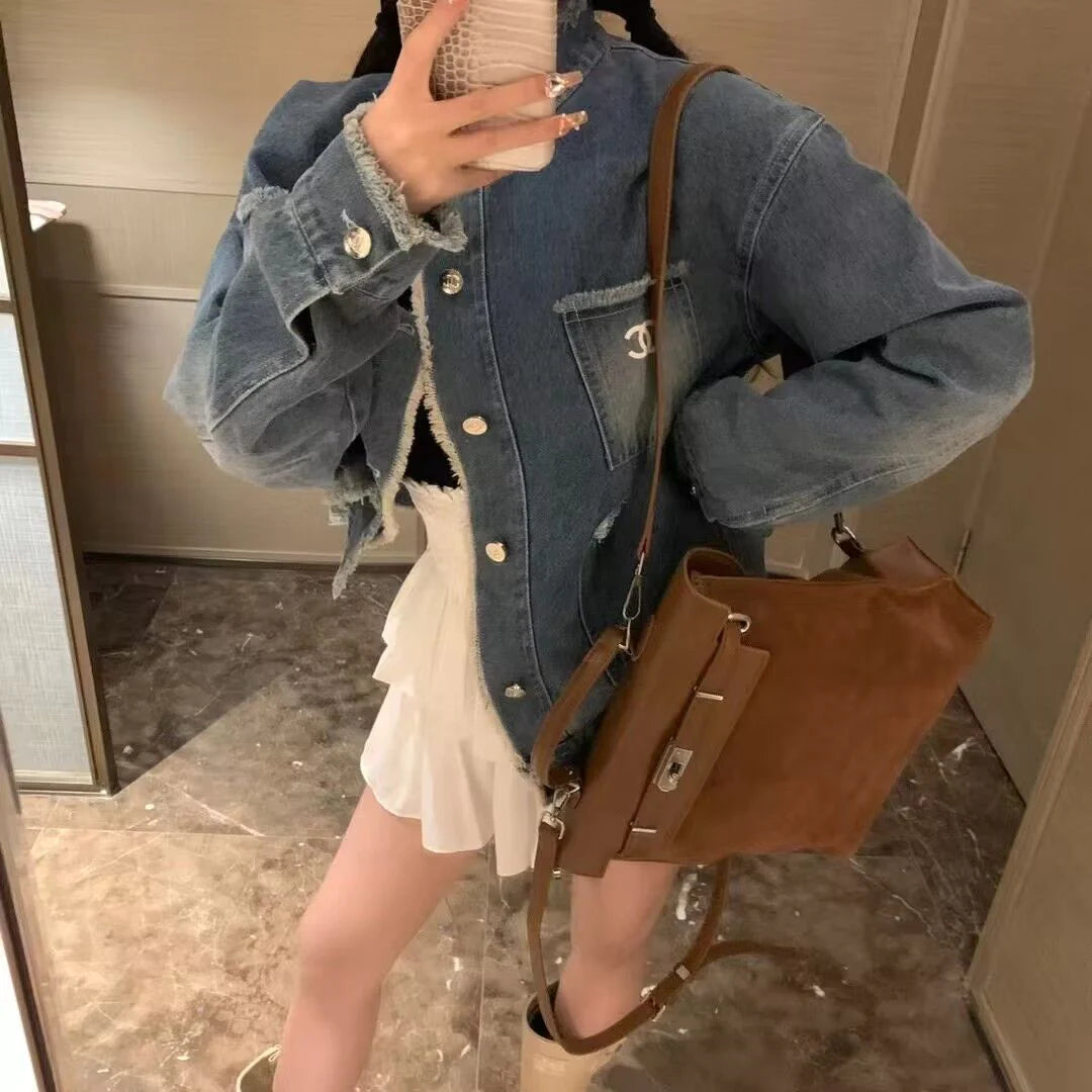 New Small Collar Denim Jacket 1024030605