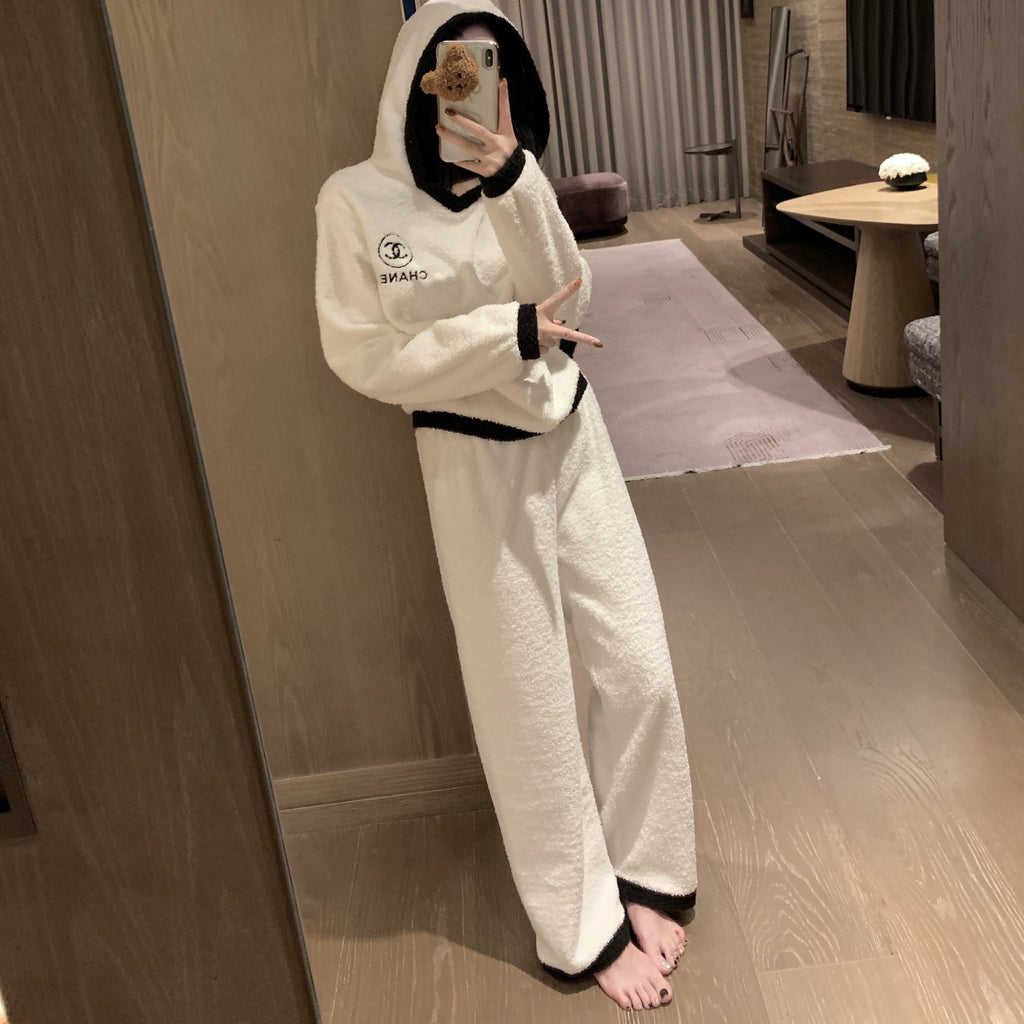 Composite siLer fox veLet pajamas and home wear set XC0723112207