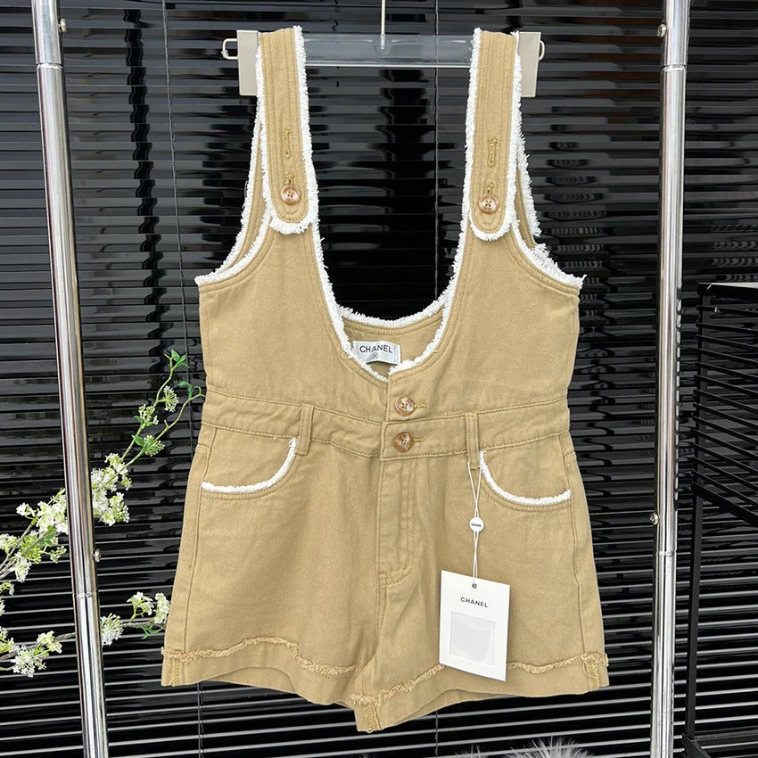 New Fashion Pocket Contrast Fleece Strap Shorts 1024052802