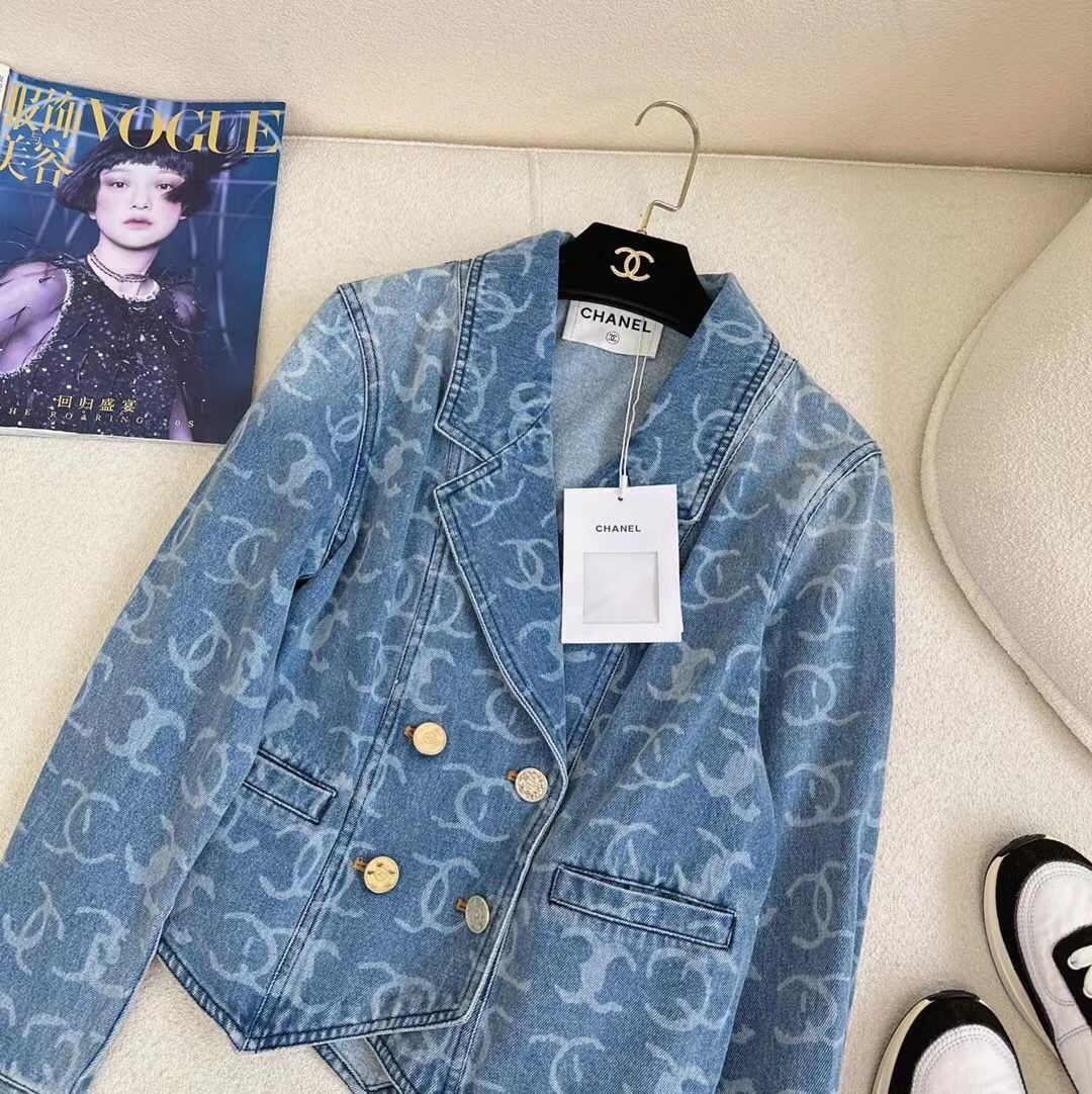 New High Set Denim Jacket Jacquard Denim Jacket 1024031114