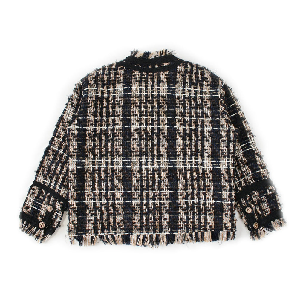 Woven checkered short shirt jacket XC0723102404
