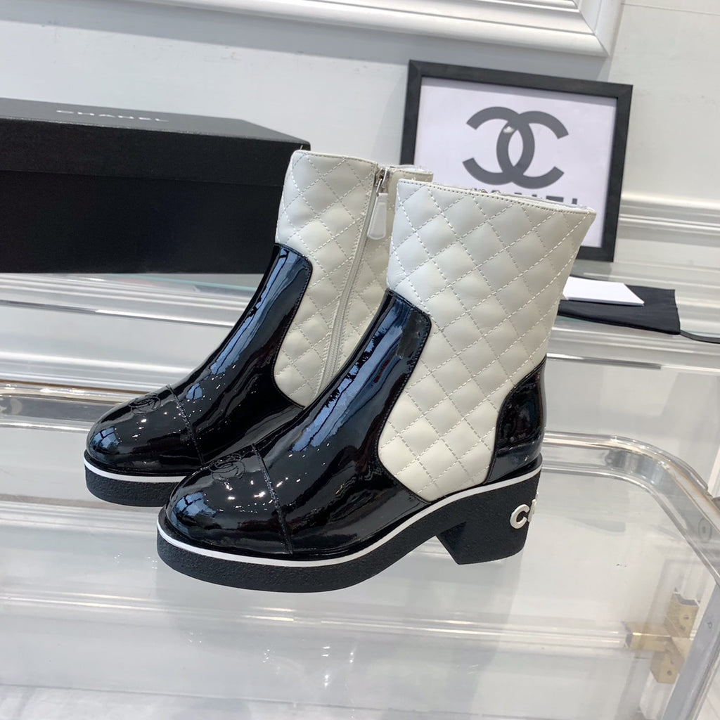 fashionable rhombus leather boots 0724102317