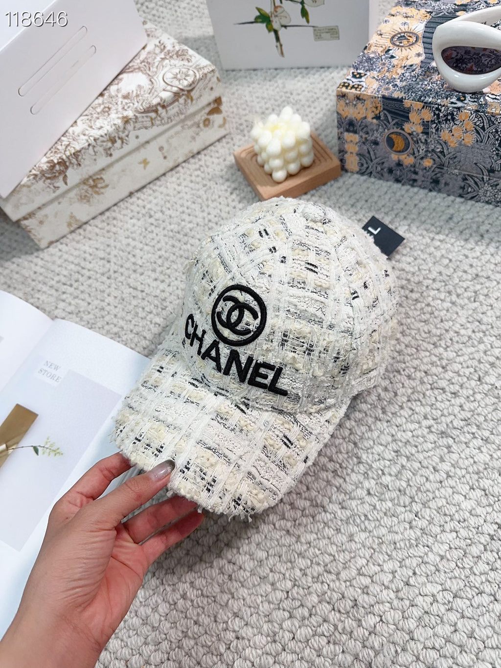 Woolen fabric small fragrant style baseball cap XC0823110804