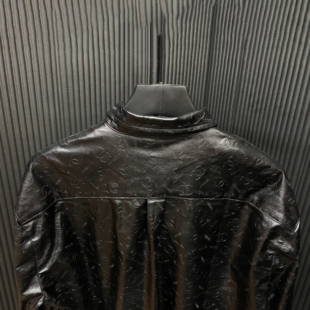 Fashionable and versatile leather jacket with classic letters XC1823091202