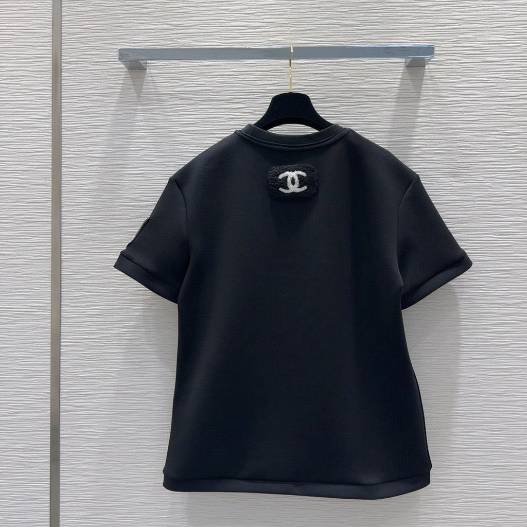 round neck stitching diamond patent leather short sleeves 0724121105