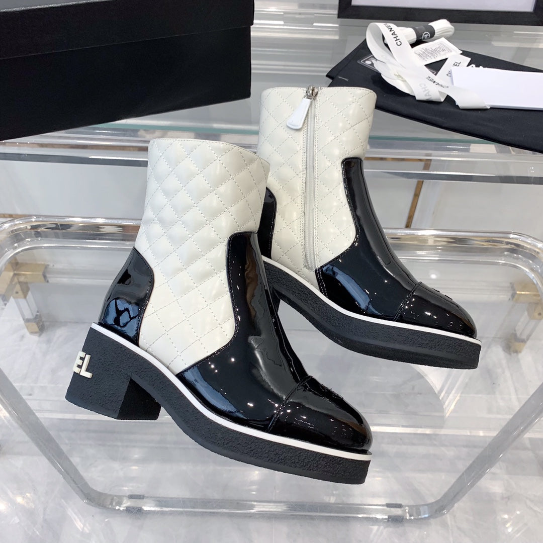 fashionable rhombus leather boots 0724102317