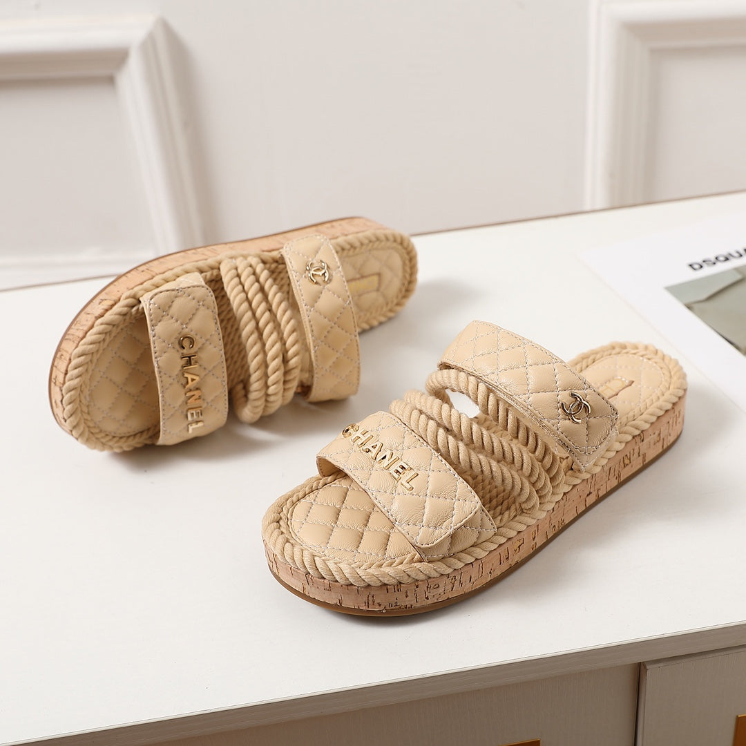 knotted diamond thick-soled slippers 0724060602