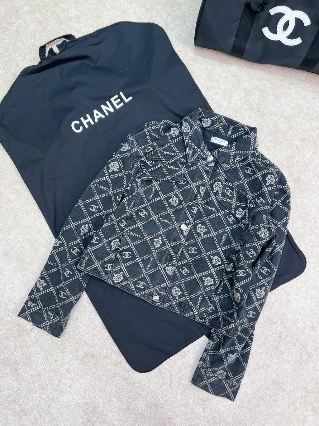 New Camellia Print All-match Fashionable Short Denim Jacket Coat 1024030405