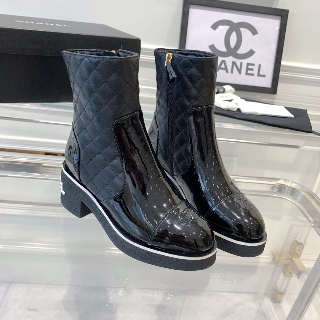 fashionable rhombus leather boots 0724102317