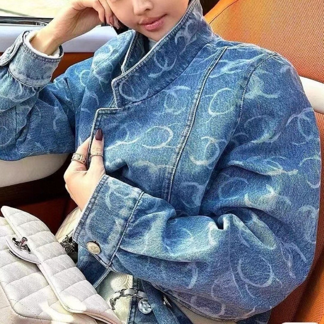New High Set Denim Jacket Jacquard Denim Jacket 1024031114