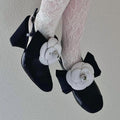 Fashion Versatile Camellia Thick Heels High Heels 1023120404