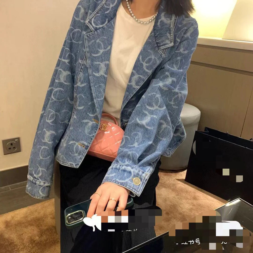 New High Set Denim Jacket Jacquard Denim Jacket 1024031114