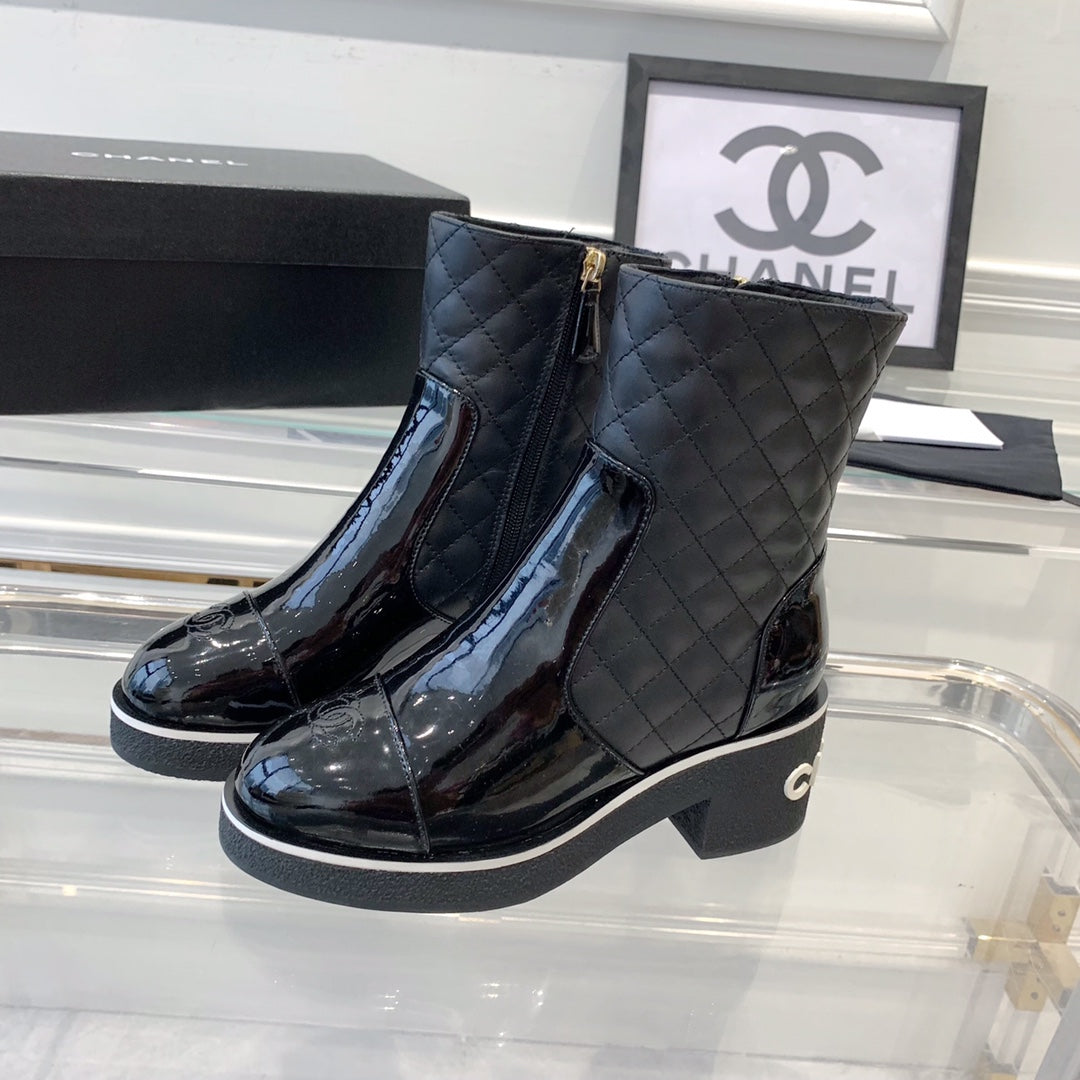 fashionable rhombus leather boots 0724102317