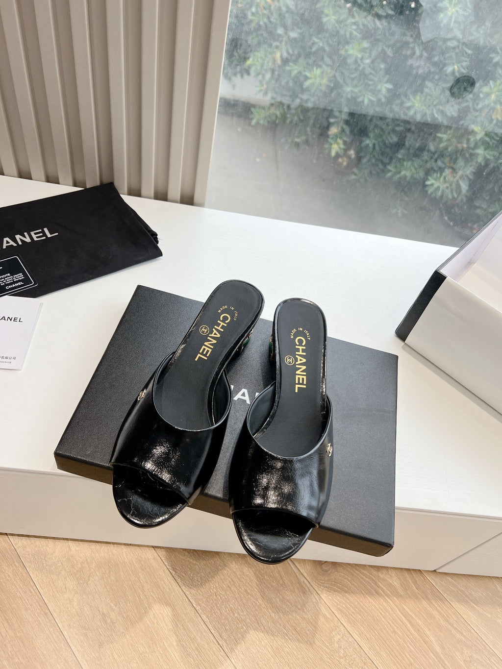 Chane1 top fashion classic short heel slippers 0724030822