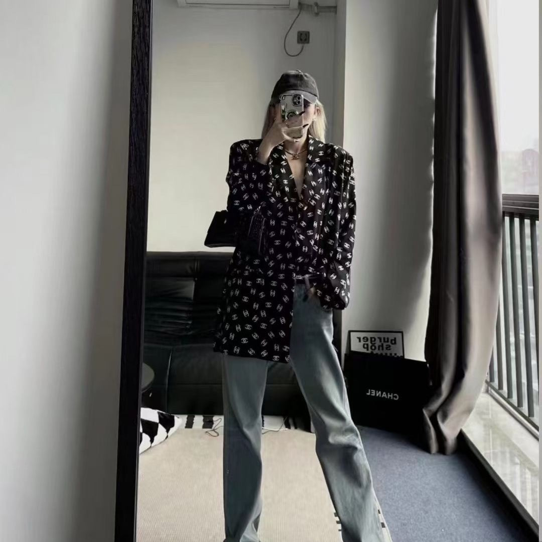 Minimalist printed thin suit collar shirt PD10021202