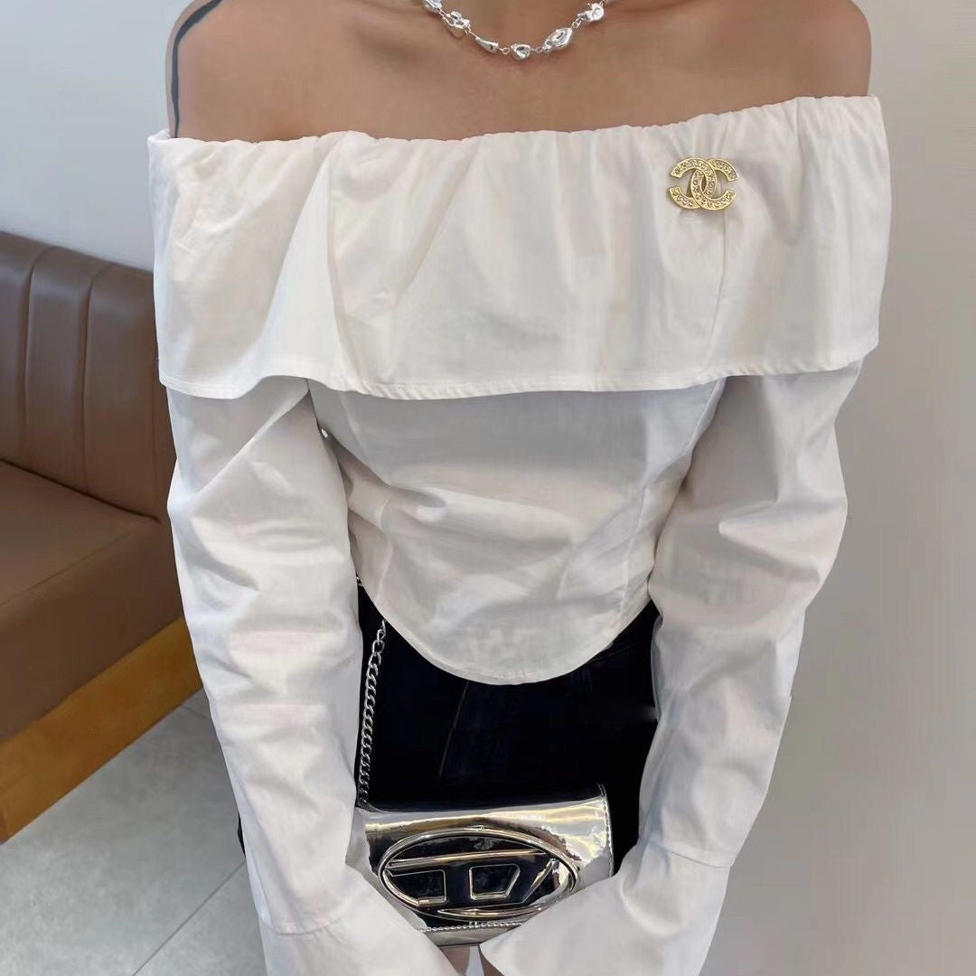Fashion all-match one-shoulder shirt PD1023081128
