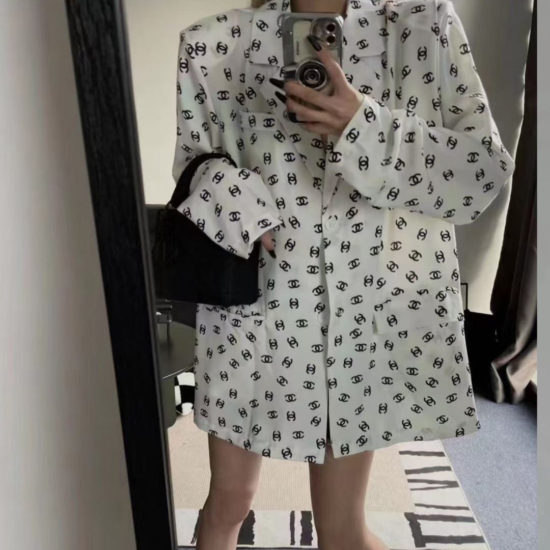 Minimalist printed thin suit collar shirt PD10021202