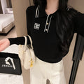 Stand collar knitted long sleeve sweater 0724090303