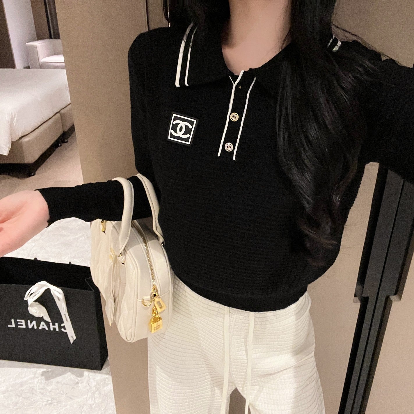 Stand collar knitted long sleeve sweater 0724090303
