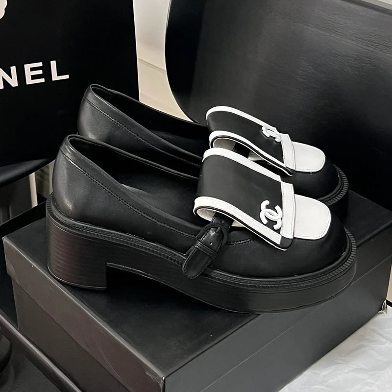 Black and white panda loafers 1024100804