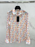 Pop Color Logo Print Silk Shirt White  0725022703